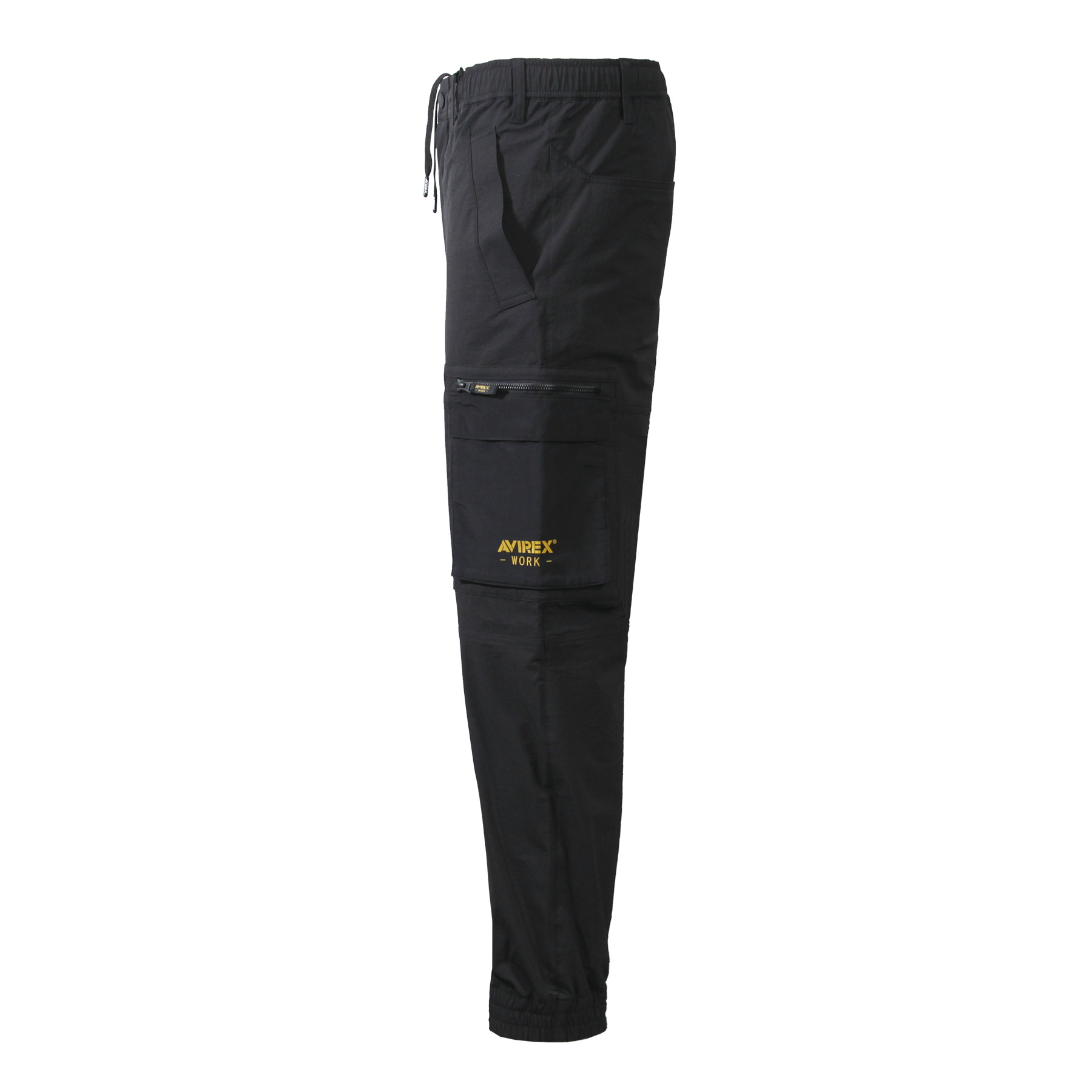 AVIREX WORK AV114 ジョガーカーゴパンツ フォースブラック サイドスタイル