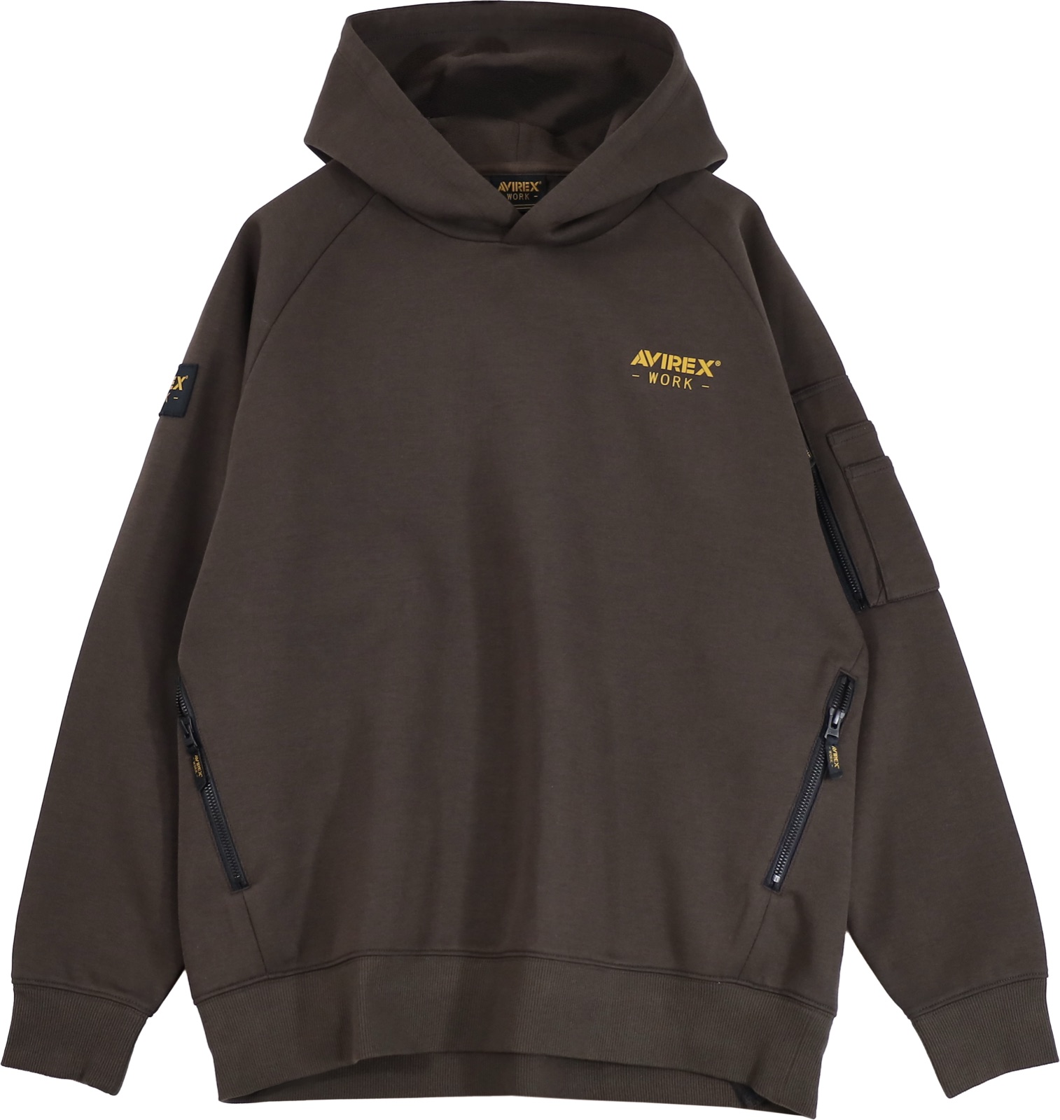 AVIREX WORK AV402 スウェットプルオーバーパーカー ダークブラウン
