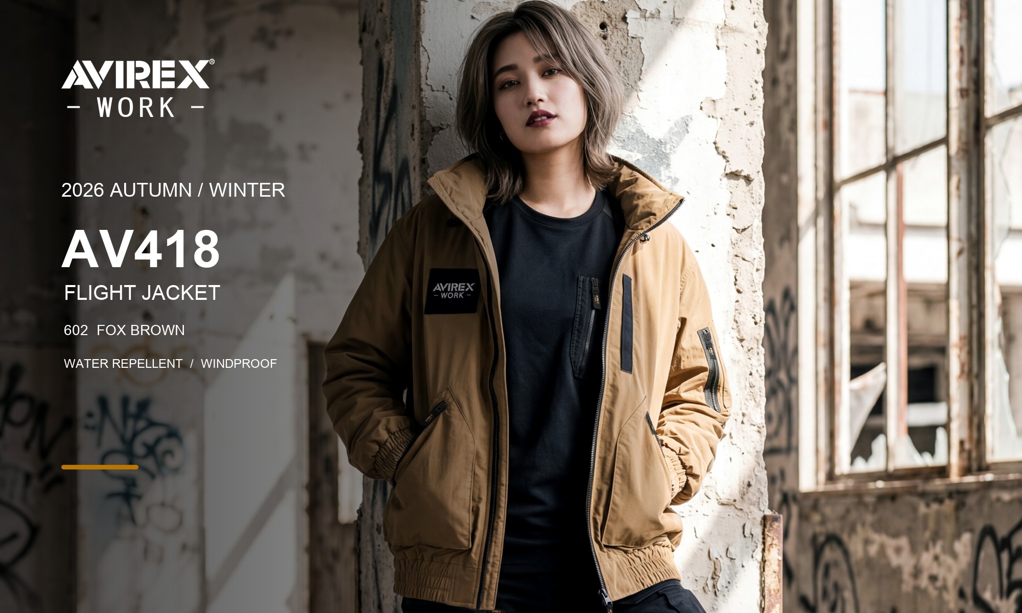 AVIREX WORK 2026AW AV418 フライトジャケット フォックスブラウン